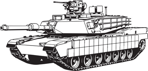 M1 Abrams Main Battle Tank Silhouette Vector Illustration