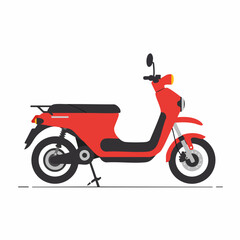 Sleek Red Electric Scooter Illustration with Modern Design and Details