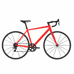 Obraz premium Sleek Red Road Bike with Black Wheels and Handlebars, Vector Illustration