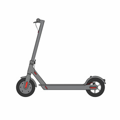 Sleek gray electric scooter with red accents, side view, minimalist design