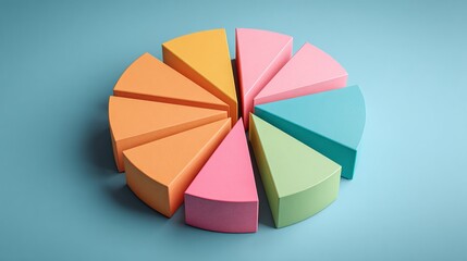 Obraz premium Colorful pie chart segments, each piece represents a different percentage in a whole.