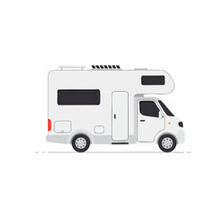 Modern White Campervan Illustration for Travel and Adventure Concepts