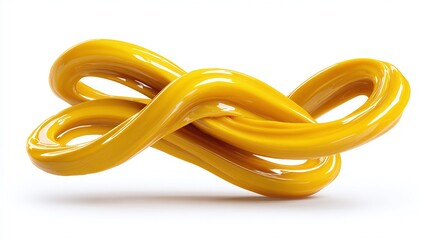 Naklejka premium Abstract yellow ribbon: a fluid and twisting form. Perfect for backgrounds, creative designs, or showcasing flowing movement. Modern & eye-catching.