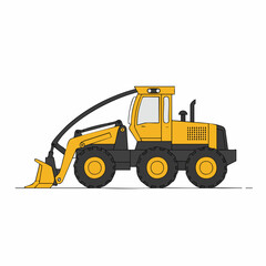Fototapeta premium Yellow Forestry Harvester with Extended Boom and Grapple