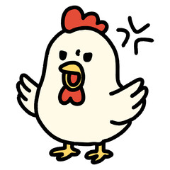 興奮して翼を広げて怒るニワトリ（Affinity Designer版）