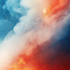 Fototapeta premium Abstract swirling colors, like smoke or liquid, with golden sparkles