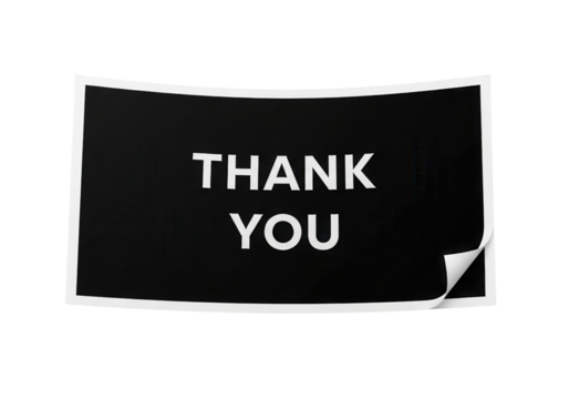 Black sticker with the message THANK YOU isolated PNG with Transparent Background