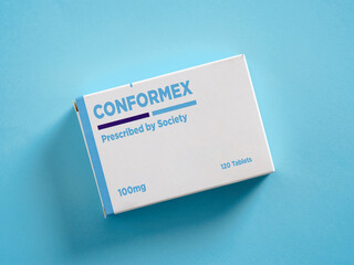 Conformity medication prescribed by society in a box