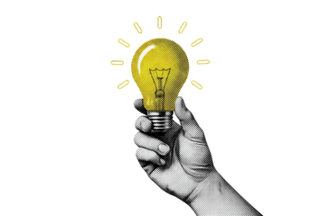 Hand holding glowing light bulb isolated PNG with Transparent Background