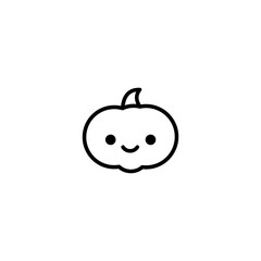 Cute Halloween Pumpkin Icon. Kawaii Jack O Lantern Vector