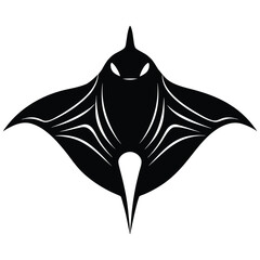 Obraz premium Stylized black manta ray graphic illustration white