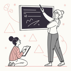 business man writing on a blackboard