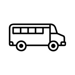 School bus vector icon illustration, transportation symbol, public transport outline, bus clip art image on transparent background