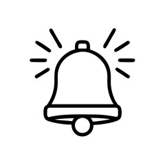 Fototapeta premium Ringing bell icon vector illustration alarm notification alert symbol outline isolated on white background on transparent background