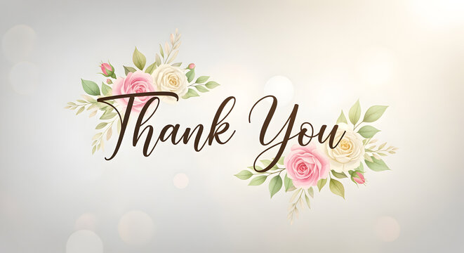 thank you vintage photo frame with colorful flowers