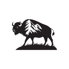 American Bison Silhouette Vector | Buffalo Wildlife SVG EPS