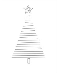 Fototapeta premium Minimalist illustration of a Christmas tree in line art style. Seasonal design for greeting cards, posters, holiday invitations, and modern winter decorations.