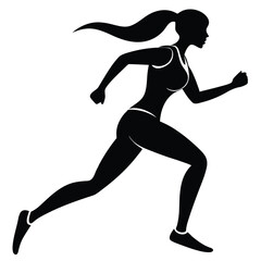 Fototapeta premium Athletic woman running silhouette fitness sport