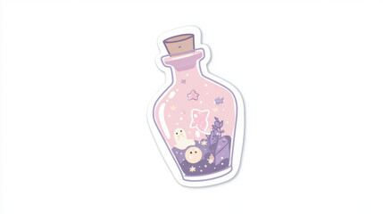 A cute kawaii potion bottle illustration with a dreamy and cozy vibe.