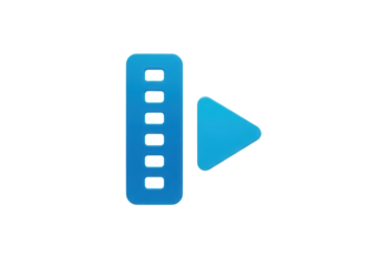 Blue play button icon with bars isolated PNG with Transparent Background