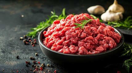 Fresh raw angus beef meat whole ground and chopped