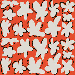 Seamless pattern of abstract flower shape with. Minimalist doodle cute elements. Flat vector pattern.