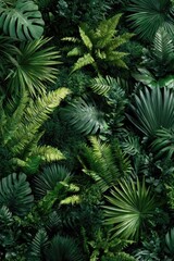 Lush, vibrant tropical foliage wall