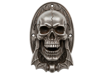 Gothic skull door knocker isolated on transparent background