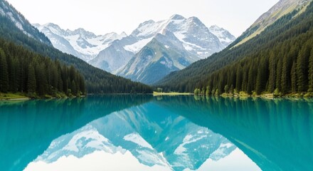 Naklejka premium Serene Mountain Lake Reflection in the Alps