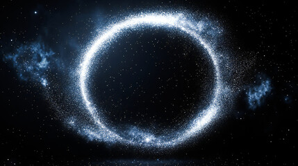 Naklejka premium Circular light effect of white sparks magical glow. Abstract transparent background with round glitter sparkle and silver vector border stroke. circular dust particle pattern with a trail of stars