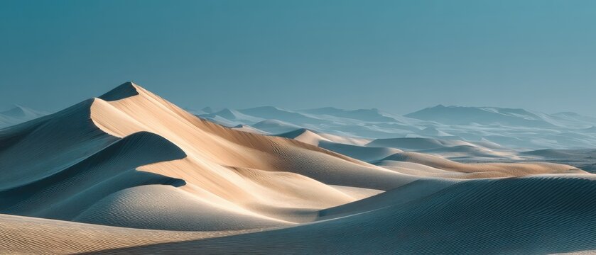 Exploring serene sand dunes desert landscape nature photography tranquil environment wide-angle viewpoint endless horizons