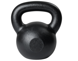 Angled Side View of Black Kettlebell, isolated on transparent background PNG