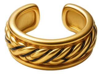 Single gold ear cuff with a subtle braided design