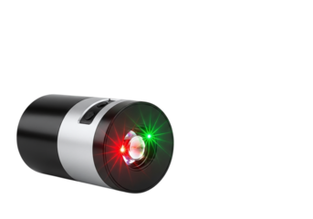 Small black device with red and green lights isolated on transparent background