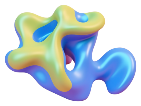 PNG 3d render of abstract fluid shape represent of basic shape confectionery balloon sweets.