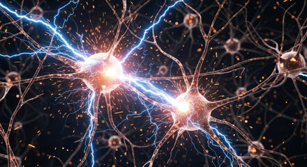 Fototapeta premium Synaptic Transmission - Electrical Impulse Between Neurons.