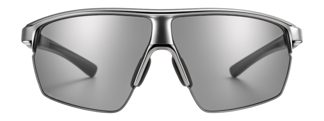 Cycling glasses with a metallic silver finish and UV protection lenses