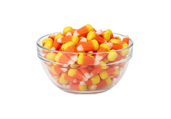 Bowl of candy corn isolated on transparent background