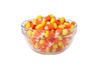 Bowl of candy corn isolated on transparent background
