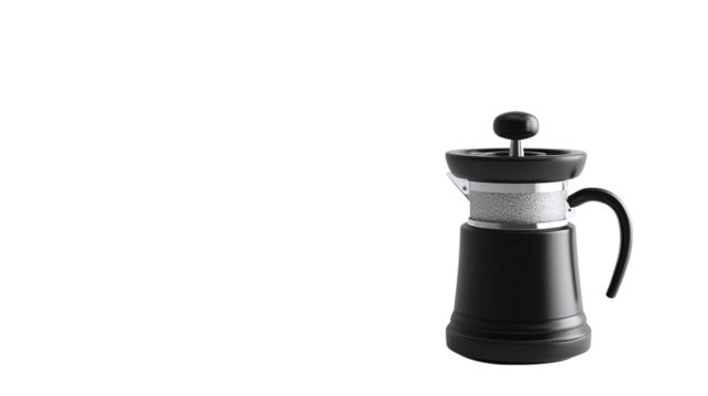 Black metal coffee grinder isolated on transparent background