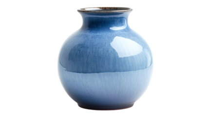Blue ceramic vase isolated on transparent background 