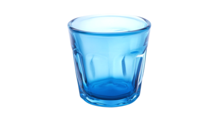Blue glass drinking glass isolated on transparent background 