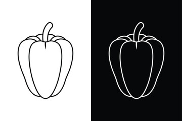 Minimalist Paprika Line Art Stock Vector Icon Illustration