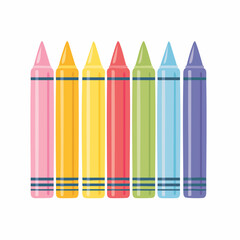 Set of vector colorful crayons. Art supplies. Flat cartoon style. Cute school stationery.