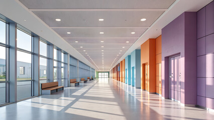 Fototapeta premium Modern Colorful Hallway with Reflective Floor