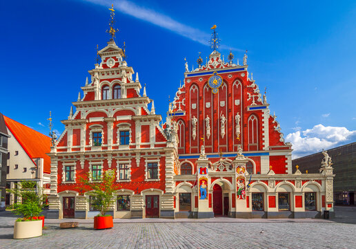 Riga, Latvia. City Hall Square with House of the Blackheads