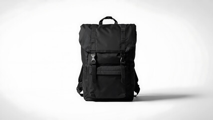 Naklejka premium Black casual backpack isolated on white background