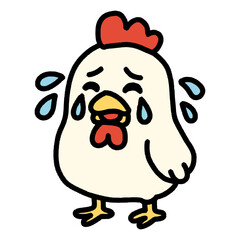 ショックで大泣きして涙をこぼすニワトリ（Affinity Designer版）