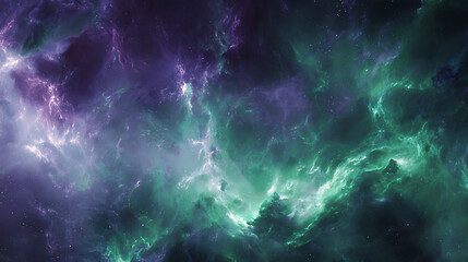 Obraz premium deep blue and green space background