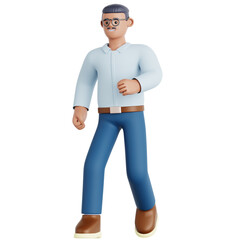 Cartoon Style 3D Rendering Character of Mature Man Illustration